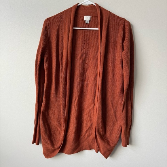 a new day‎ Women's Rust Orange Open Front Sweater - Picture 1 of 8